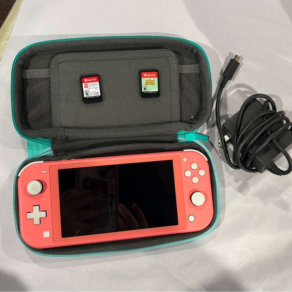 Nintendo Switch Lite Coral Console Bundle